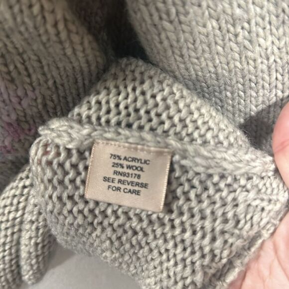 Philosophy Gray Wool Blend Crewneck Floral Sweater M - Picture 5 of 5